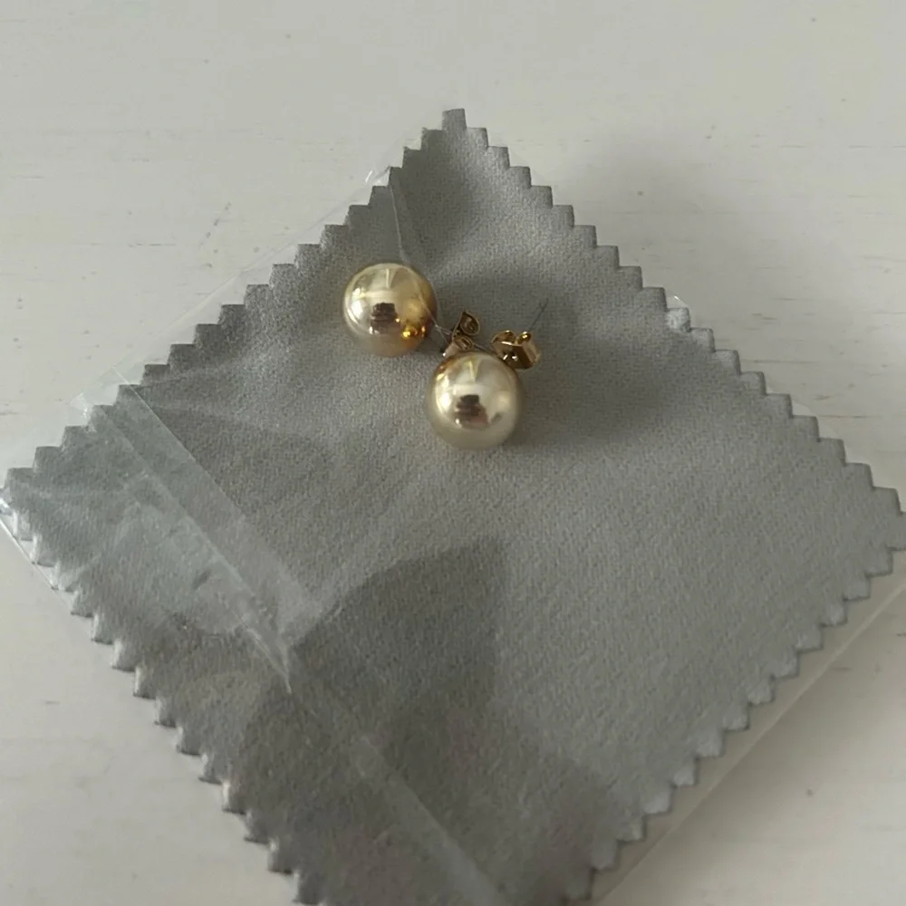Bead Ball Stud Gold Tone Earrings